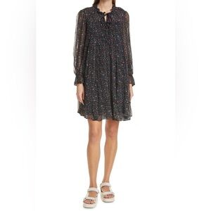 Sea New York Bennet Floral Mini Dress Ruffle Hem Long Sleeve Size M